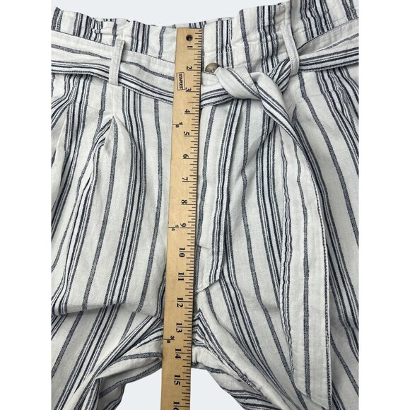 Madewell Linen Cotton Striped Paperbag Pants With Belted Waist Size S - Picture 7 of 15